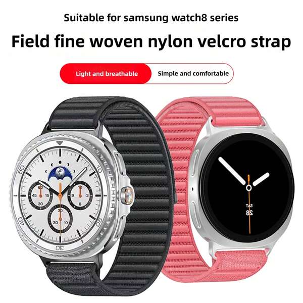 Kompatibel mit Samsung Galaxy Watch 8, gewebter Armband mit Outdoor-Terrain-Muster, Nylon-Band für Watch 8 Classic, Schlaufenstil Nylon-Armband, verstellbares weiches atmungsaktives Band geeignet für Männer und Frauen