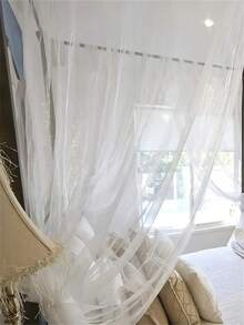 1 件超大露营蚊帐帐篷 - 大尺寸 79x79x70 英寸，300D 网眼，15 个孔，最大程度通风，耐用且易于安装，配有 4 点悬挂系统，白色露营蚊帐，双层，适用于露台、室内和室外使用，床篷