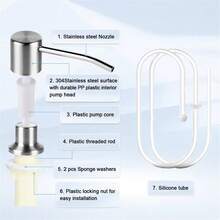 1PC Sink Liquid Soap Dispenser, Stainless Steel Pump, Liquid Soap Bottle, Sink Mount, Hand Press Soap Dispenser Bottle, Kitchen