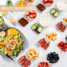 1 pieza Caja dividida desechable, Recipiente portátil de condimento de doble sabor de salsa de tomate y ensalada, Caja de aperitivos con compartimentos duales