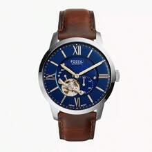 Fossil ساعة Townsman Vintage التلقائية للرجال ME3110 باللون الأزرق والوردي والبني والرذاذ S ساعة كاجوال مناسبة للارتداء اليومي هدية عيد ميلاد للرجال والأصدقاء