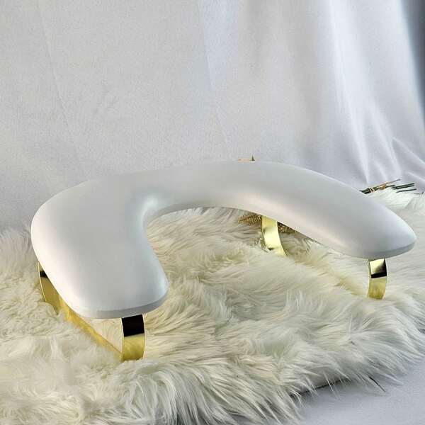 Almohada en forma de U para manicura estilo ruso de doble mano, portátil, con soporte desmontable, superficie de almohada de PU inclinada, cómoda, almohada de mano multifuncional, con patas curvas de hierro