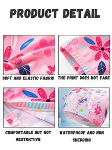 1 PC Pink Comfortable Cartoon Printing Pattern Elastic Teenagers Swimming Cap Comfortable Non-Tightening Cloth Cap Long Hair Ear Protection Hat Swimming Pool Swimming Cap
