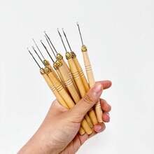 Hair Extension Loop Needle Threader Wire Pulling Hook Tool Micro Rings Nano Beads Device Tool For Hair Or Feathers Extensions - Apricot - View 16