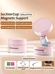 Soporte magnético para teléfono celular de doble cara, plegable 360 grados, portátil, con ventosa con funciones completas, diseño redondo, funcionamiento con una sola mano, adecuado como regalo de vacaciones