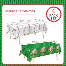 4-Pack Racing Car Tablecloths For Birthday Party Decorations, 54x108 Inch - Baseball - View 11