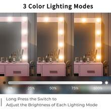 FUSOU Makeup Vanity Desk With Power Outlet, 37'' W Vanity With Mirror And 11 LED Lights, 3 Adjustable Lighting Modes, 5-Drawer Dressing Table For Bedroom Or Dressing Room - Pink - View 5
