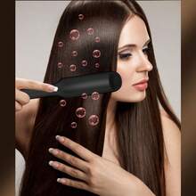 Dual-Plate Electric Hair Straightener With Negative Ions - Gentle On Curly Hair, Wide Ironing Surface For Smooth Styling, Black & Pink Design, Ideal For Home Or Salon Use