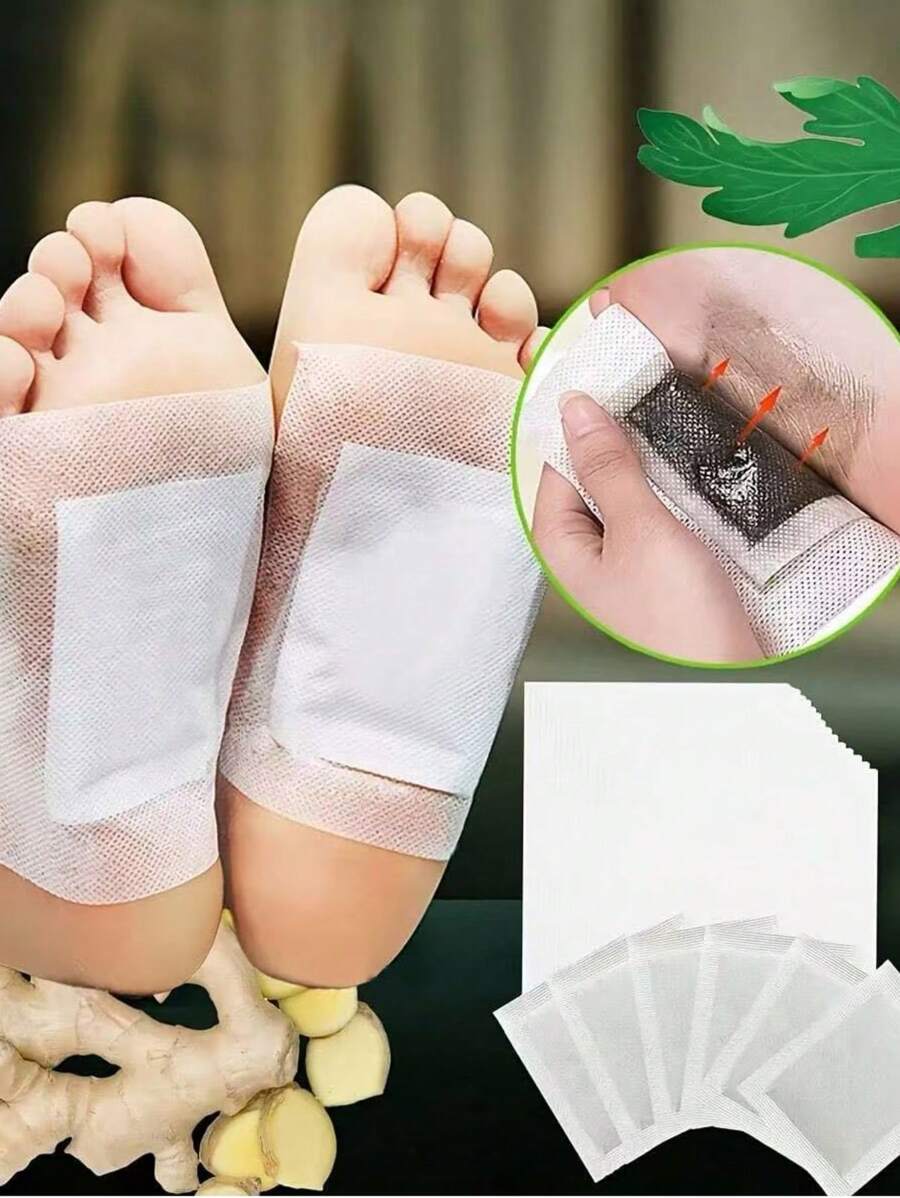 30/60 片天然植物足贴 - 足浴后足部按摩垫，完美的足部护理按摩产品，竹醋生姜足贴，圣诞节/万圣节礼物装饰，身体调理 - 彩色 - 查看 1