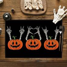 1/4/6件万圣节系列餐垫，主要属于万圣节，节日餐垫，适合派对厨房餐厅装饰，防滑耐热，万圣节快乐餐垫农舍室内厨房餐桌装饰家庭派对，适用于厨房餐桌，室内/室外可洗餐垫可擦拭桌垫。