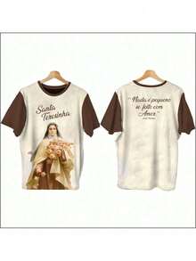 CAMISA SANTA TERESINHA DO MENINO JESUS (01) - UNISSEX - Marrom e Bege - Visão 4