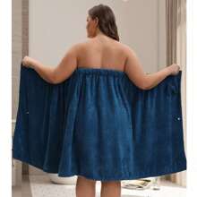 1 Set Bathrobe & Hair Towel, Plus Size Up To 300lbs, Large Absorbent Bathrobe & Wrap Skirt