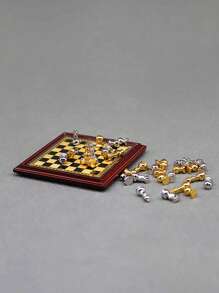 1 Set süße Puppenhaus Miniaturen Schachset, Metall (ohne Magnetismus), Maßstab 1:6 1:12, realistisches Dekor Zubehör für Wohnzimmer, Studium (teilweise zufällig)