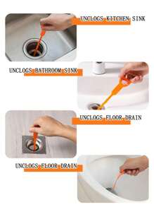 1-Pack Plastic Drain Snake Set, Instant Clog Remover For Shower, Sink & Tub, Durable Hair & Grime Cleaning Tool, Easy-To-Use Home Maintenance Accessories