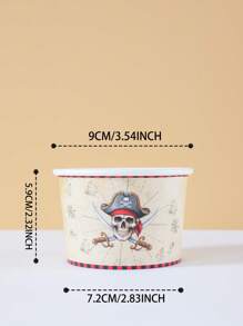 10/25pcs Skull & Pirate Themed Paper Bowls, Fries Boxes, Popcorn Boxes, Perfect Decorations For Birthday Party, Movie Night, Suitable For Lunch Box, Bakery, Burger Restaurant - Multicolor - View 2