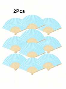 Bộ 1-40 quạt giấy gấp, quạt tre cầm tay tự làm kiểu Trung Quốc, quà tặng khách dự đám cưới, trang trí tiệc sinh nhật, quà Giáng sinh, quà Ngày lễ tình nhân, quà Năm mới, trang trí nhà cửa, quạt cầm tay gấp gọn, quạt cưới cá nhân hóa, trang trí tiệc, quà tặng trang trí nhà cửa thủ công mỹ nghệ - Màu xanh nhạt - Xem 16