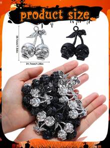 Halloween Cherry Skull Alloy Pendant For Jewelry Making, DIY Handmade Bracelets Necklaces Earrings Keychains Crafts Accessories, Halloween Gifts