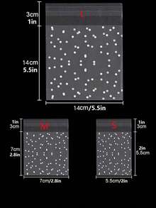 100 个自封波尔卡圆点磨砂袋 - 透明带白点，适合饼干、糖果、节日礼物和烘焙用品、烘焙必需品 - 無色 - 查看 3