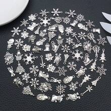 1 paquete de dijes de copo de nieve de aleación en color plata antigua, colgantes de copos de nieve navideños para manualidades, fabricación de joyas, accesorios DIY para collares y pulseras - Plata antigua - Ver 4