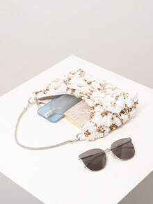 优雅彩色亮片单肩包、花卉包、新娘派对包、亮片包、舞会包、舞会配饰、高档风格手提包、婚礼用品、优雅女士包（图案随机） - 彩色 - 查看 1