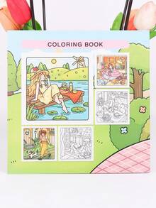 1PC Girls' Moment Coloring Book,With The Theme Of The Exquisite Life Of A Girl Living Alone,Makes Your Leisure Life Full Of Fun,For School Supplies,Back To School - Multicolor - View 2