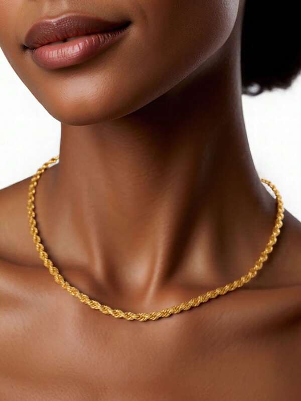1pc Fashionable Exaggerated Rope Chain Twist Necklace, Suitable For Daily Wear