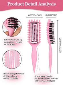 Curl Defining Brush For Curly, Coily, Wavy & Straight Hair – Anti-Frizz Detangling And Styling Hair Brush, Smooths And Defines Curls, Reduces Breakage, Dual-Use For Wet And Dry Hair, Lightweight And Travel-Friendly, Ideal For Daily Use, Gym, Travel, Home, Or Salon Hair Styling, Comfortable Non-Slip Handle For Better Control,Back To School,Travel Holiday Essentials,Hair Accessories For Women - Multicolor - View 4