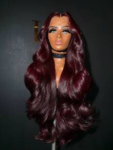 99J Burgundy Lace Front Human Hair Wigs For Women 13x4 Transparent Lace Frontal Wigs Pre Plucked With Baby Hair Brazilian Body Wave Red 99J Colored Hair Lace Wigs For Women - S99J - 查看 5