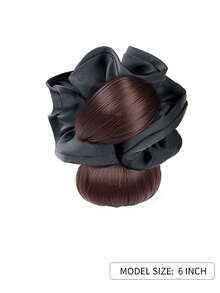 发饰假发丸子头假发女抓夹低扎大气花苞头发髻蓬松后脑勺自然假发发片套餐 - 彩色 - 查看 6