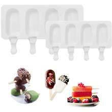 Molde de silicona para paletas de hielo y accesorios: palitos para paletas, gotero, bridas de plástico para cualquier ocasión, fiesta infantil - Blanco - Ver 1