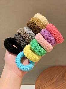 30pcs/Set Colorful Pleated Hair Bands Suitable For Girls' Ponytails, Playful And Elegant Braids, Versatile For Daily Wear(No Box) - Multicolor - View 6