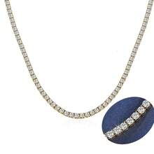 MDFUN 18K白金镀层网球项链 | 3.0毫米圆形切割立方氧化锆仿水钻网球链