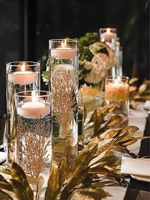 50pcs Faux Flowers, For Floating Candles Centerpiece, 6 Inch Mini Flower Filler Vase Fillers Filling In Floating Candles, For Wedding, Dinning Table, Party, Home, Restaurant Decoration (Gold) Home Decor Room Decor Flower Vase Glass Vase