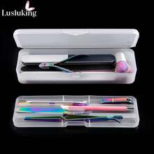 1Pc Caja de almacenamiento vacía de herramientas de arte de uñas de doble capa rectangular, pinzas, cortaúñas, cepillos de uñas, limas, contenedor de plástico portátil de 22 cm - Blanco - Ver 1