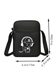 新款牛津布男士单肩背包 - 手机携带包，黑色，旅行斜挎包 - 彩色 - 查看 3