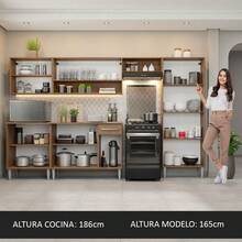 Madesa Emilly Complete Modular Kitchen 293cm Brown/Black 01 - Brown and Black - View 6