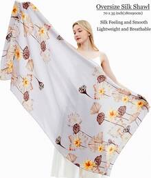 Silk Scarf For Women Fashion Long Satin Lightweight Large Shawl Wrap Printed Sleep 70''X35''halloween - 211花 - 查看 6