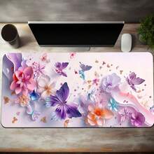 大型3D蝴蝶图案游戏鼠标垫，加长加厚，防滑橡胶桌面垫，精密缝边，可水洗，礼品包装，适用于学校用品、返校季游戏鼠标垫、桌面配件、办公用品、办公桌配件、鼠标垫、桌面鼠标垫 - 彩色 - 查看 8