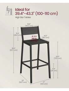 Breakfast Kitchen Bar Stool Set Of 2, Counter Chairs, For Kitchen, Dining Room, Office, Industrial Style, Rustic Brown And Black - Black - View 5