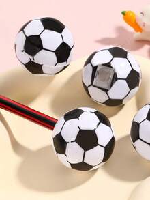 5 件装返校欧洲杯足球卷笔刀、削笔器、铅笔刀、学生手动卷笔刀、办公用品和学习学校用品、可爱单孔塑料外壳卷笔刀、不锈钢刀片、学生文具礼物、可滚动、快速削铅笔 - 黑與白 - 查看 1