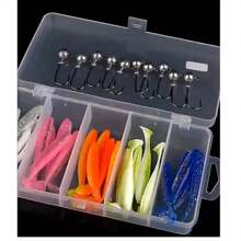 Long-Distance Casting Lure Set, T-Tail, Soft Bait, Soft Worm, Lead Hook, Mandarin Fish, Bass, Black Carp, Grouper Box Lure(Soft Bait Mixed Delivery)