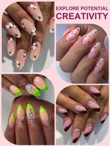 120/240片短杏仁指甲片软凝胶透明凝胶指甲片半哑光全覆盖指甲片亚克力预锉按压假指甲片用于指甲延长家庭DIY美甲按压指甲美甲用品 - 無色 - 查看 6