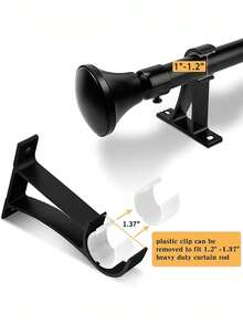 2 件/4 件可调节窗帘杆支架，适合 25-28 毫米厚度，配有螺丝和膨胀塞 - 黑色 - 查看 6