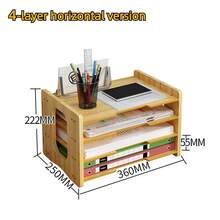 Office Desk File Cabinet Multi Layer Desktop DENSITY BOARD Storage Box Organizer - Maple - View 9