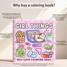 [Best Seller]Soothing Healing Coloring Book, Relax Your Mind - Relieve Stress - Release Emotions, Immerse Yourself In The Comfort Of Coloring, Single-Sided Thick Pages, Suitable For Stationery, School Supplies, Great Gift For Girls, Valentine's Day, New Year - GIRL THINGS - View 7