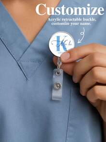 1pc Customized Name Badge Reel, Scroll, Retractable ID Card Holder - Suitable For Doctors, Nurses, Students, Employees, Acrylic Material, Personalized Badge Reel - Transparent - View 6