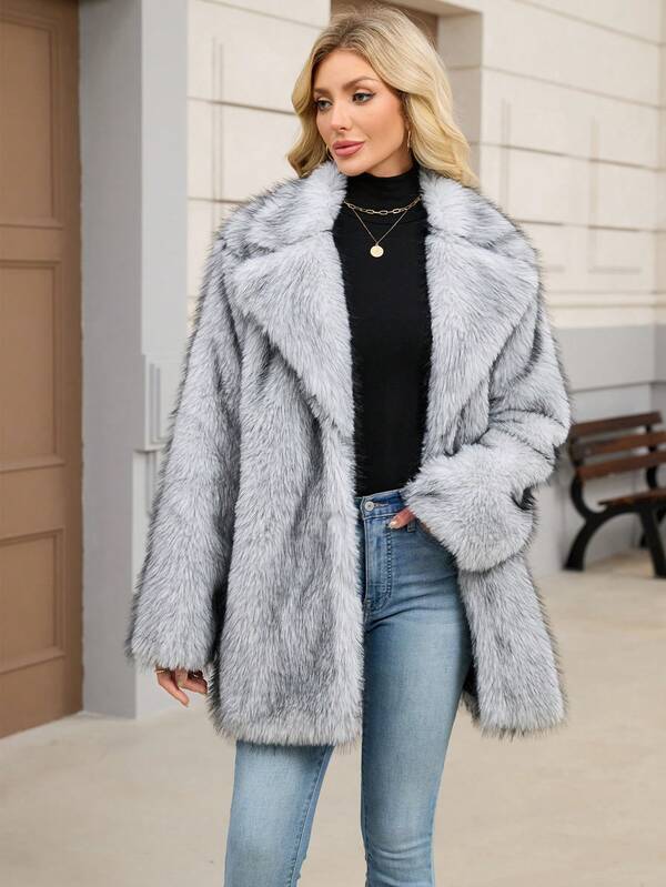 Halloween Women Faux Fur Collar Short Jacket, Fashion Blazer Style Outerwear For Commute & Casual, Autumn/Winter