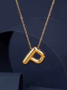 1 件时尚 14K 镀金不锈钢泡泡波西米亚风格 26 个字母 A-Z 吊坠和 26 件铜方晶锆石吊坠，金项链首饰，两种款式可选，适合女性四季日常佩戴 - 彩色 - 查看 32