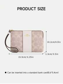 Coach Corner Zip Wristlet Wallet Bag For Women Small Wrist Clutch Purse Leather Cell Phone Wallet Women's Mini Handbag With Detachable Wrist Strap