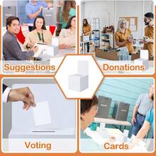 3 Packs White Glossy Cardboard Ballot Box With Slot - 6x6x6 Inch DIY Theme Suggestion Box With Detachable Header For Fundraising, Voting Contests, Party Events, Carnival Admission Ballot Boxes - Multicolor - View 6